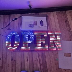 Patriotic LED OPEN Sign - Red, Blue, White